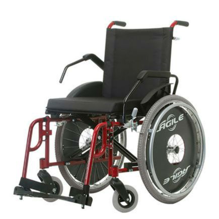 Cadeira de Rodas em Alumínio - Ortopedia Jaguaribe - Ágile Fat - Vinho - 50cm