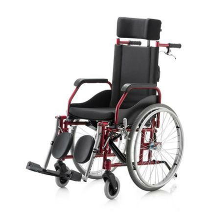 Cadeira de Rodas em Alumínio - Ortopedia Jaguaribe - FIT Reclinável - Vinho 40cm