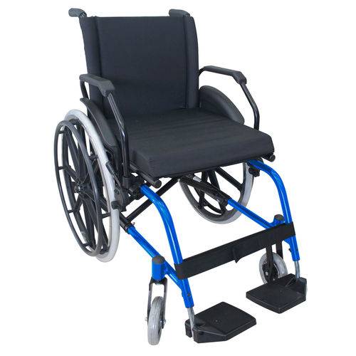 Cadeira de Rodas K1 Eco Alumínio Pedal Fixo 42cm Azul Ortobras (cód. 18755)