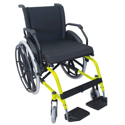 Cadeira de Rodas K1 Eco Alumínio Pedal Fixo 42cm Amarelo Flúor Ortobras (cód. 18756)