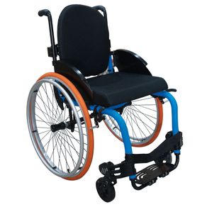 Cadeira de Rodas Monobloco M3 40cm Azul Glacial com Pneus Laranja Ortobras (Cód. 9282)