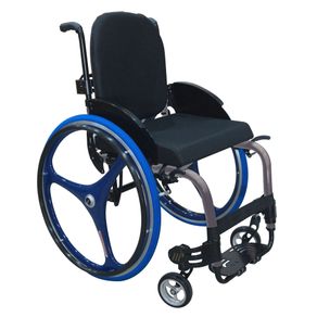 Cadeira de Rodas Monobloco M3 Premium 40cm Prata com Roda XCore Azul Ortobras (Cód. 18175)