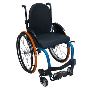 Cadeira de Rodas Monobloco M3 Premium 42cm Azul Roda Sentinell Laranja Ortobras (Cód. 19644)