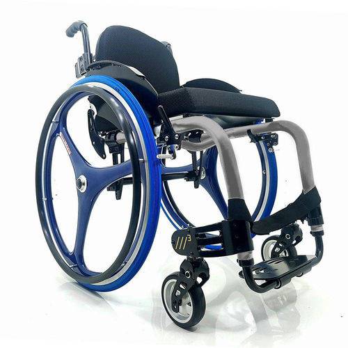 Cadeira de Rodas Monobloco M3 Premium 42cm Grafite Rodas Xcore Azul Ortobras (cód. 18752)