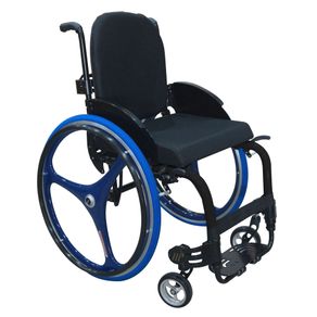 Cadeira de Rodas Monobloco M3 Premium 42cm Preta Rodas XCore Azul Ortobras (Cód. 13944)