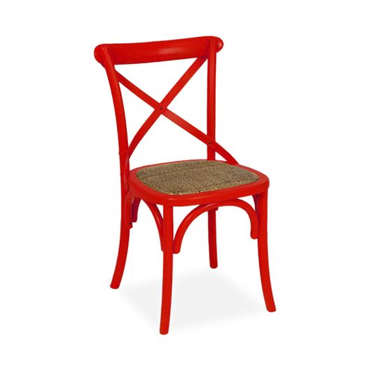 Cadeira Decorativa, Vermelho com Assento em Rattan, Cross