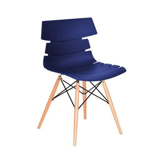 Cadeira Design Eames Eiffel Dar Ray Pes Madeira Salas Valencia Azul Marinho Assento Polipropileno Fratini