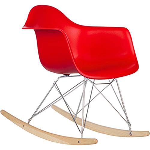 Cadeira Design Eiffel Eames com Balanço Pm-084 Base Madeira ABS/Vermelho - Pelegrin