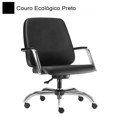 Cadeira Diretor em Couro Ecológico Maxxer com Base Cromada - Frisokar 070186