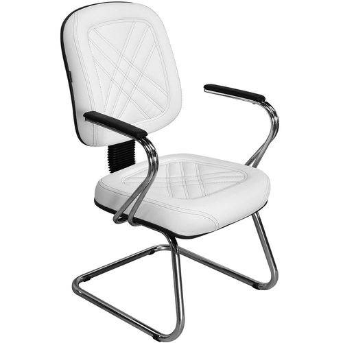 Cadeira Diretor Fixa Branca Costura Preta para Recepções e Clínicas - Pethiflex