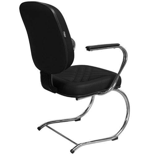Cadeira Diretor Preta Fixa com Pés em "s" e Braços Cromado - Pethiflex