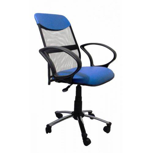Cadeira Diretor Soft Tela Cromada Azul
