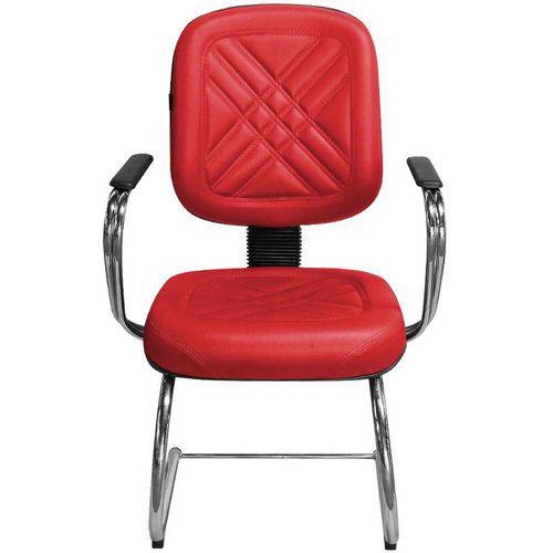 Cadeira Diretor Vermelha Fixa com Pés em "S" e Braços Cromado - Pethiflex