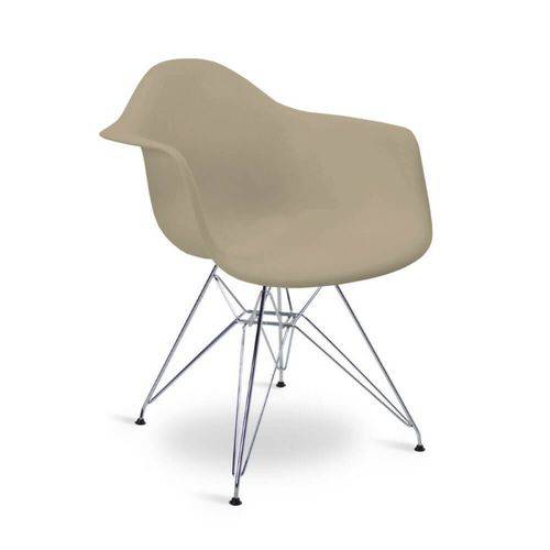 Cadeira DKR DAW Eames com Braços Eiffel Base Metal - Nude