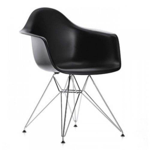 Cadeira DKR DAW Eames com Braços Eiffel Base Metal - Preta