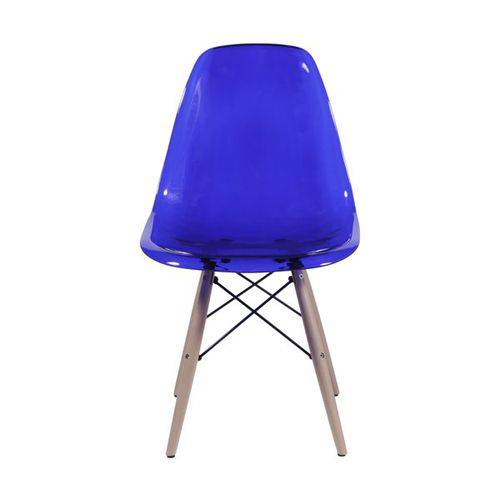 Cadeira Dkr Eames de Policarbonato Base Eiffel Madeira Azul Inovakasa