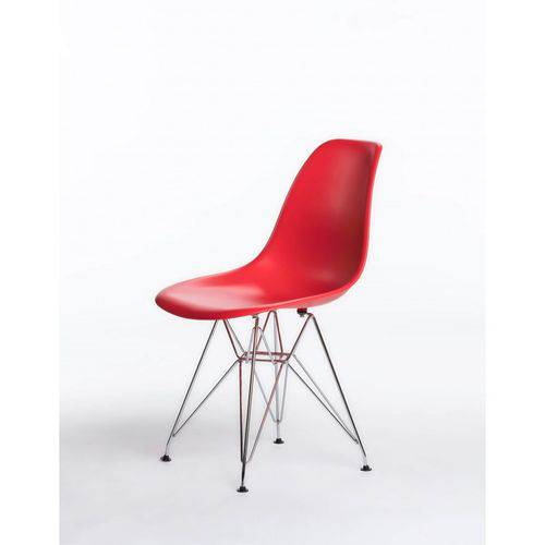 Cadeira DKR Eifell Charles Eames Base Cromada - Vermelha