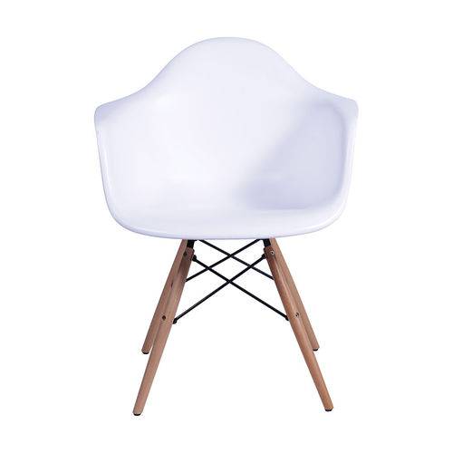Cadeira Dkr Eiffel com Braço - Base de Madeira - Branco - Tommy Design