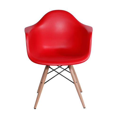 Cadeira Dkr Eiffel com Braço - Base de Madeira - Vermelho - Tommy Design