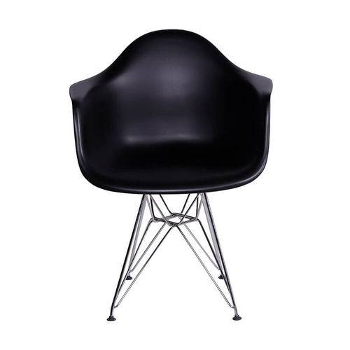 Cadeira Dkr Eiffel com Braço - Base de Metal - Preto - Tommy Design