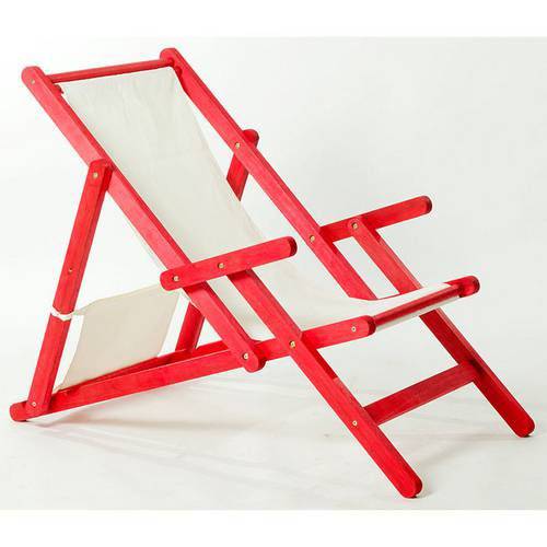 Cadeira Dobrável com Braços Opi Tec.01.237 Vermelho Mão e Formão