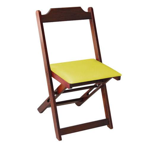 Cadeira Dobrável Madeira Maciça Imbuia com Estofado - Amarelo