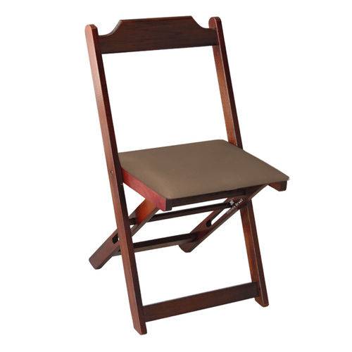 Cadeira Dobrável Madeira Maciça Imbuia com Estofado - Marrom