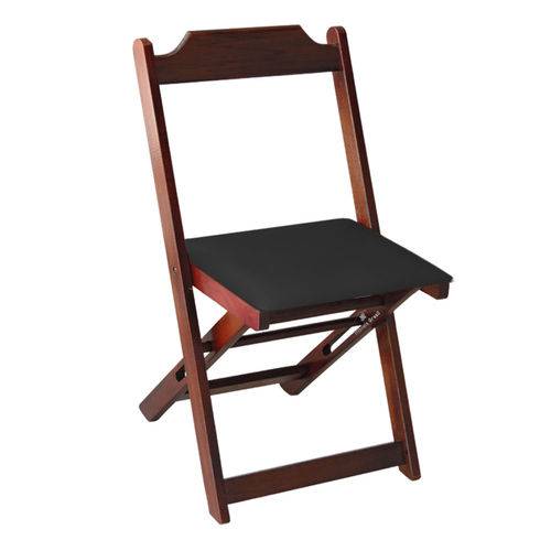 Cadeira Dobrável Madeira Maciça Imbuia com Estofado - Preto