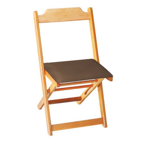 Cadeira Dobrável Madeira Maciça Natural com Estofado - Marrom