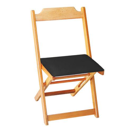 Cadeira Dobrável Madeira Maciça Natural com Estofado - Preto