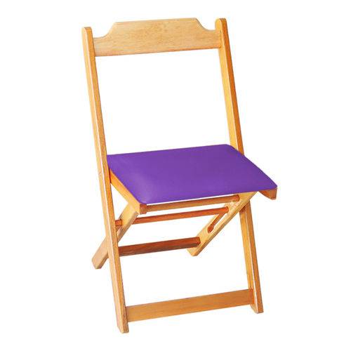 Cadeira Dobrável Madeira Maciça Natural com Estofado - Roxo