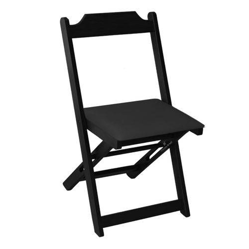 Cadeira Dobrável Madeira Maciça Preta com Estofado - Preto