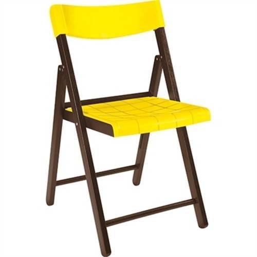 Cadeira Dobrável Marrom Escuro com Amarelo Potenza