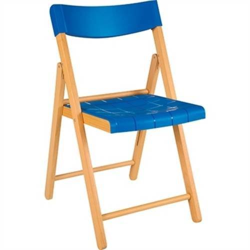 Cadeira Dobrável Natural com Azul Potenza