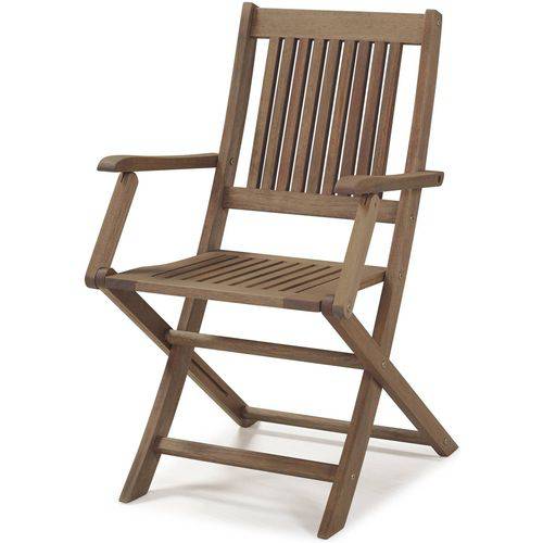 Cadeira Dobravel Primavera com Bracos Stain Castanho - 34806