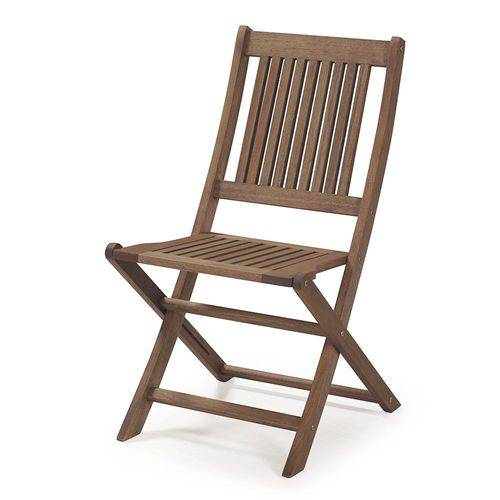 Cadeira Dobrável Sem Braços para Áreas Externas em Madeira Eucalipto - Maior Durabilidade – Castanho