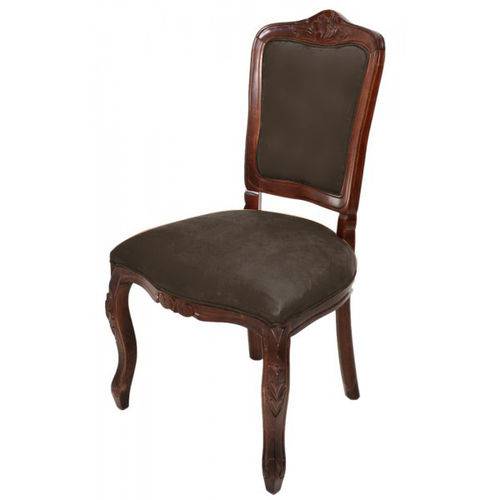Cadeira Dom Pedro Sem Braço Entalhada - Imbuia e Marrom - Tommy Design