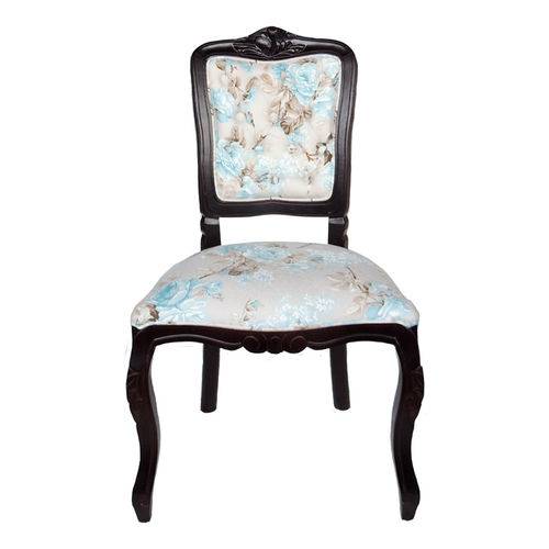 Cadeira Dom Pedro Sem Braço - Imbuia e Floral - Tommy Design