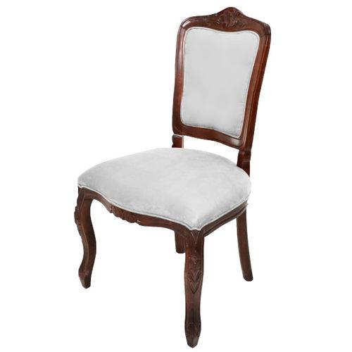 Cadeira Dom Pedro Sem Braço - Imbuia e Off White - Tommy Design