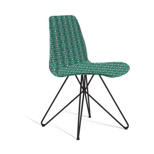 Cadeira Eames Base Aço Carbono Daf Verde/Cinza