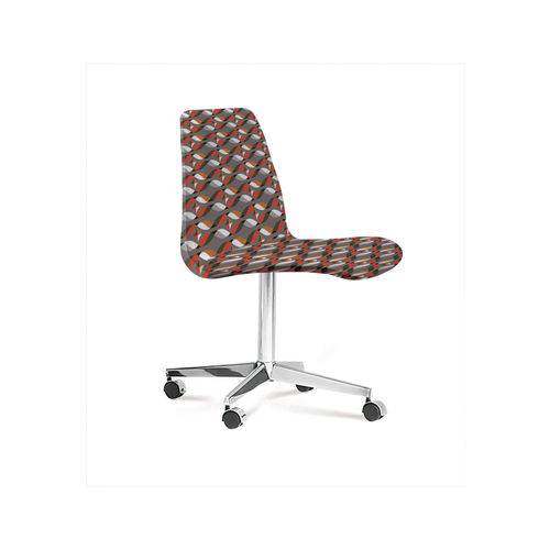 Cadeira Eames Base Cromada com Rodizio Daf Colorido Cinza