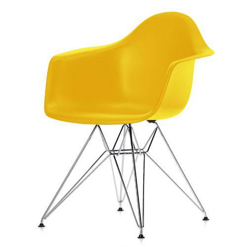 Cadeira Eames com Braco Base Cromada Amarelo Fosco - 24498