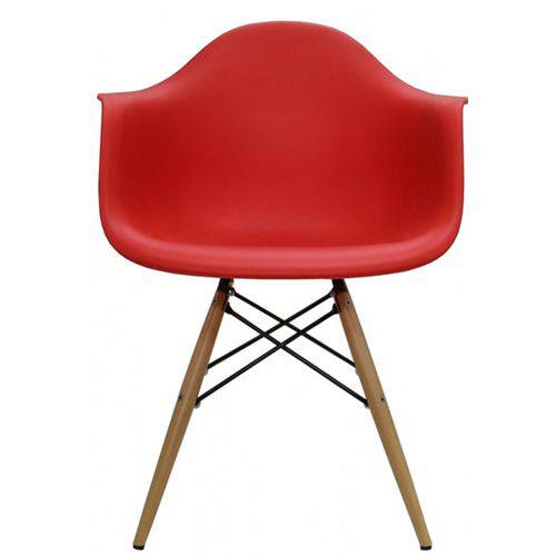 Cadeira Eames com Braco Base Madeira Vermelho Fosco