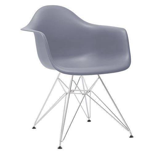 Cadeira Eames DAR - Grafite - Cinza Escuro - Base Cromada