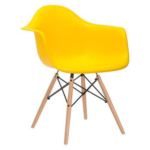 Cadeira Eames DAW - Amarelo - Madeira Clara