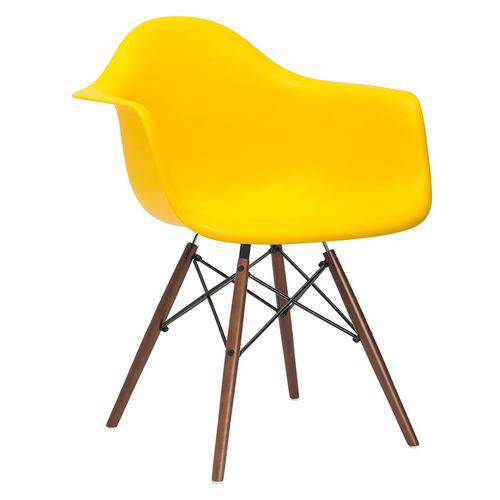 Cadeira Eames DAW - Amarelo - Madeira Escura
