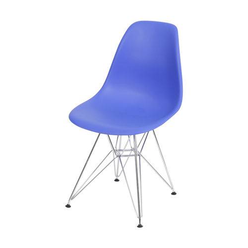 Cadeira Eames Dkr Base Cromada - Azul Escuro