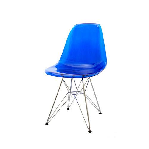 Cadeira Eames Dkr Base Cromada - Azul
