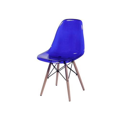 Cadeira Eames Dkr Base Madeira - Azul