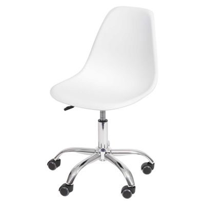 Cadeira Eames Office com Rodízio Branca Branca